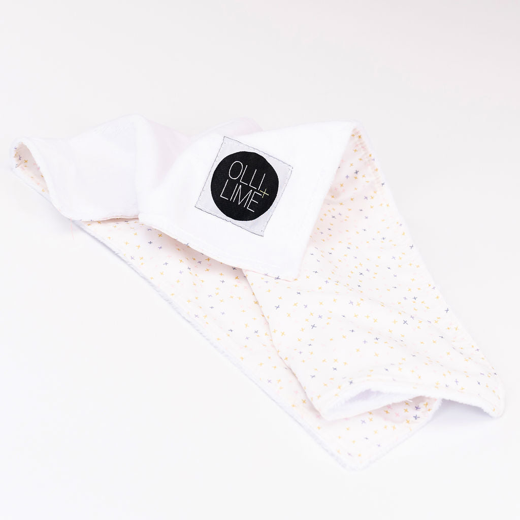 Little Tiny Hugs - Lovey Cuddle - Multi-colored Freehand X's on Ivory - Olli+Lime